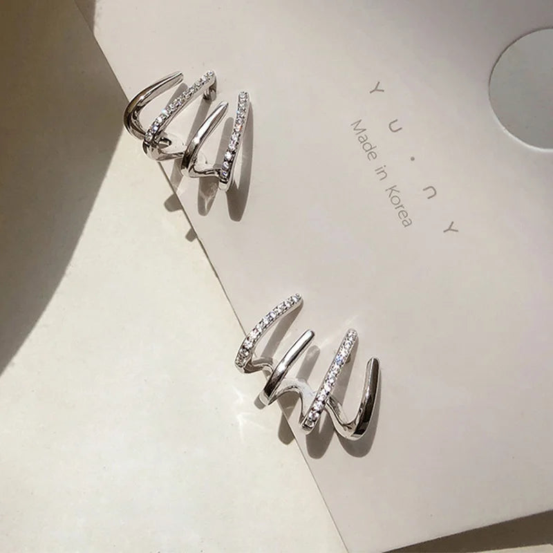 Claw Ear Hook Illusion Clip Earrings