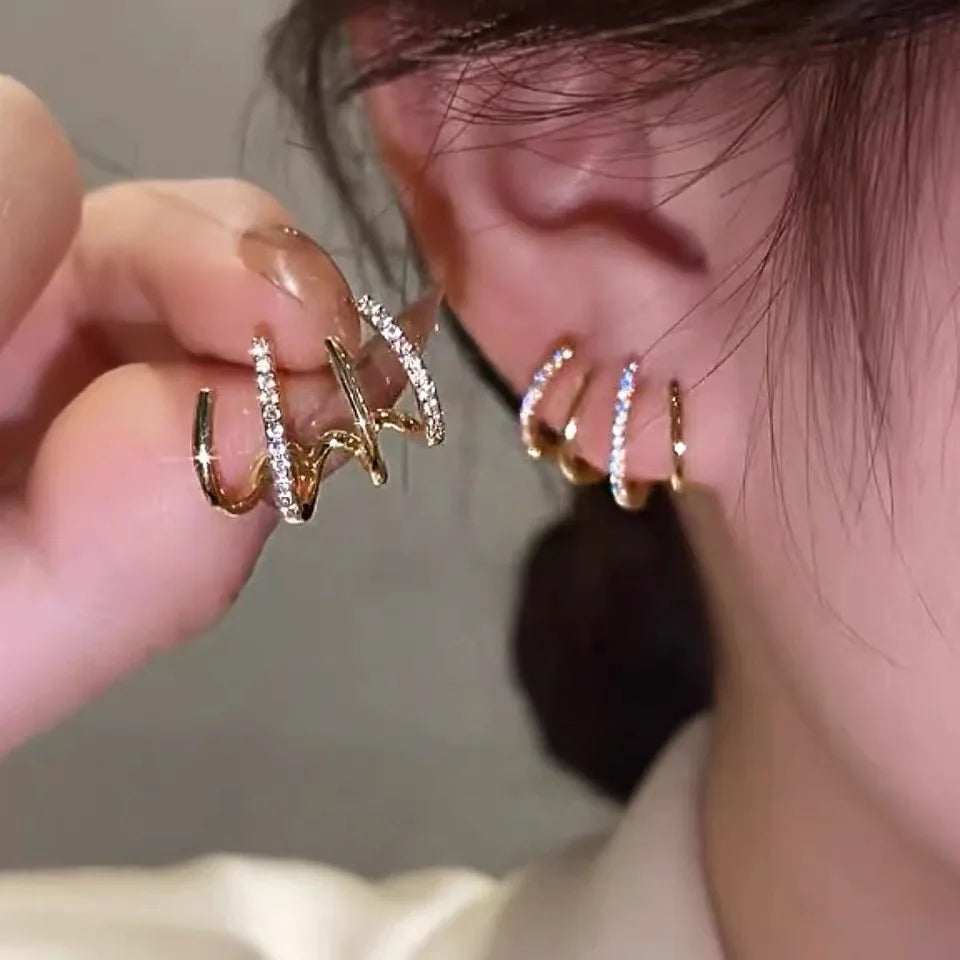 Claw Ear Hook Illusion Clip Earrings