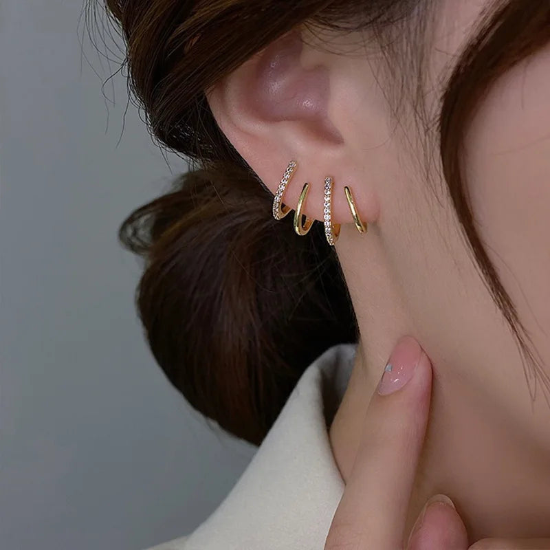 Claw Ear Hook Illusion Clip Earrings