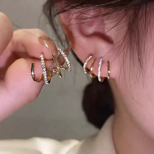 Claw Ear Hook Illusion Clip Earrings