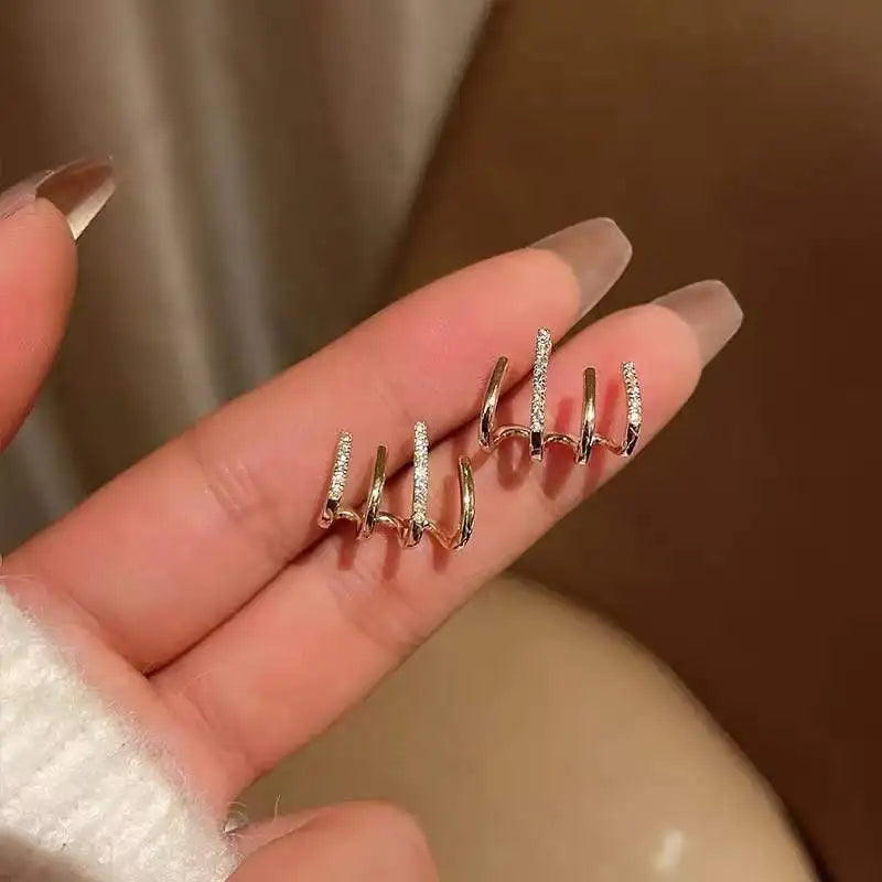 Claw Ear Hook Illusion Clip Earrings