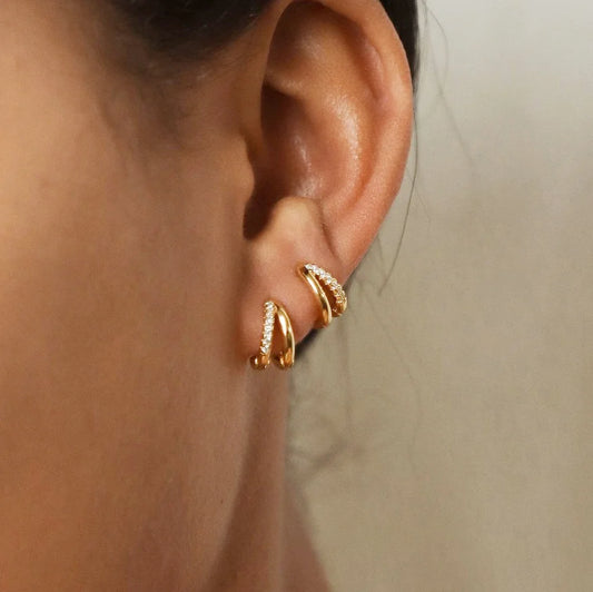 Double Huggie Illusion Hoop Earrings